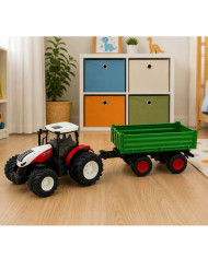 Traktor Rolniczy Z Przyczepą Wywrotką Zdalnie Sterowany Światła Dźwięk 1:24
