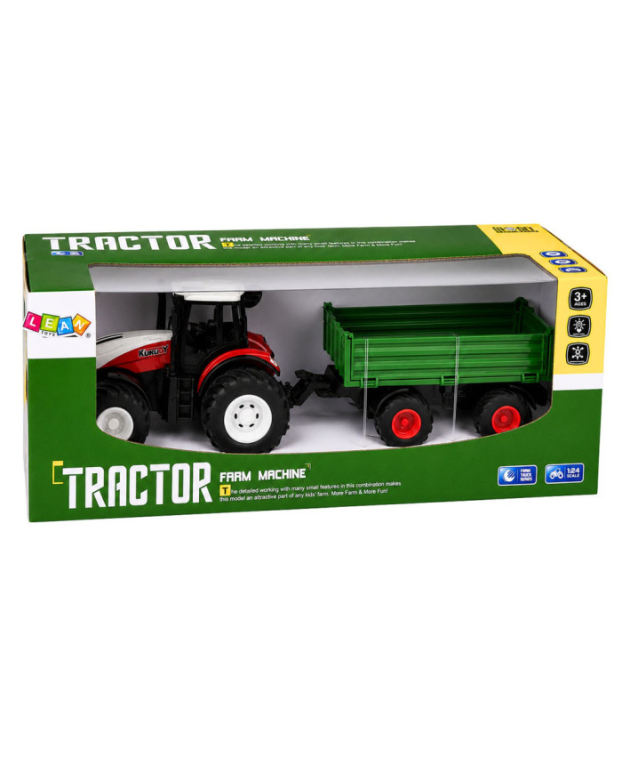 Traktor Rolniczy Z Przyczepą Wywrotką Zdalnie Sterowany Światła Dźwięk 1:24