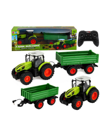 Traktor Rolniczy Z Przyczepą Wywrotką Zdalnie Sterowany RC Zielony 1:24