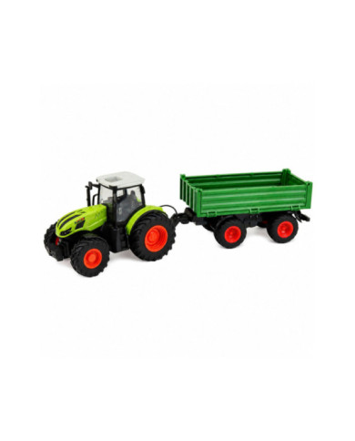 Traktor Rolniczy Z Przyczepą Wywrotką Zdalnie Sterowany RC Zielony 1:24