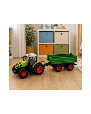 Traktor Rolniczy Z Przyczepą Wywrotką Zdalnie Sterowany RC Zielony 1:24