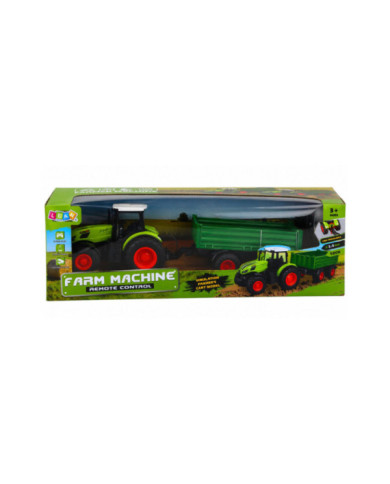 Traktor Rolniczy Z Przyczepą Wywrotką Zdalnie Sterowany RC Zielony 1:24