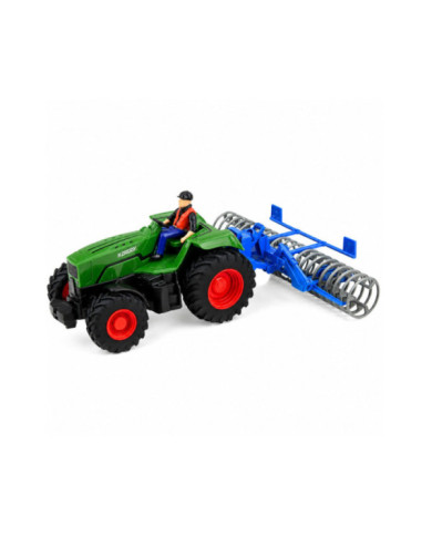 Traktor z Wałem Rolniczym i Rolnikiem Zdalnie Sterowany RC Zielony 1:24