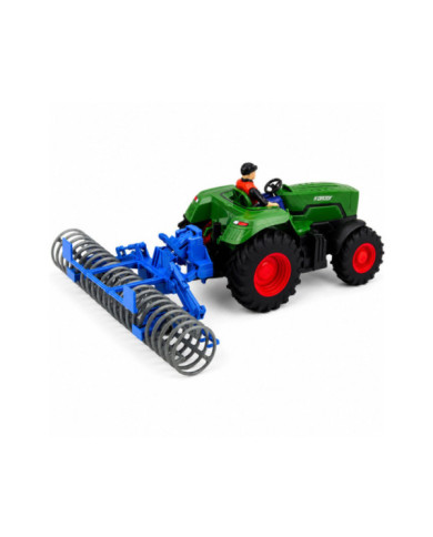 Traktor z Wałem Rolniczym i Rolnikiem Zdalnie Sterowany RC Zielony 1:24