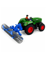 Traktor z Wałem Rolniczym i Rolnikiem Zdalnie Sterowany RC Zielony 1:24