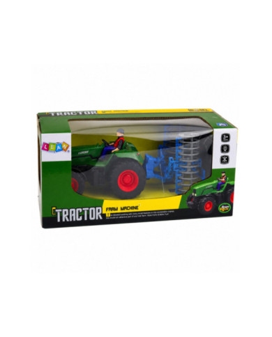 Traktor z Wałem Rolniczym i Rolnikiem Zdalnie Sterowany RC Zielony 1:24