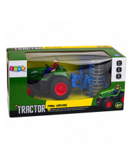 Traktor z Wałem Rolniczym i Rolnikiem Zdalnie Sterowany RC Zielony 1:24