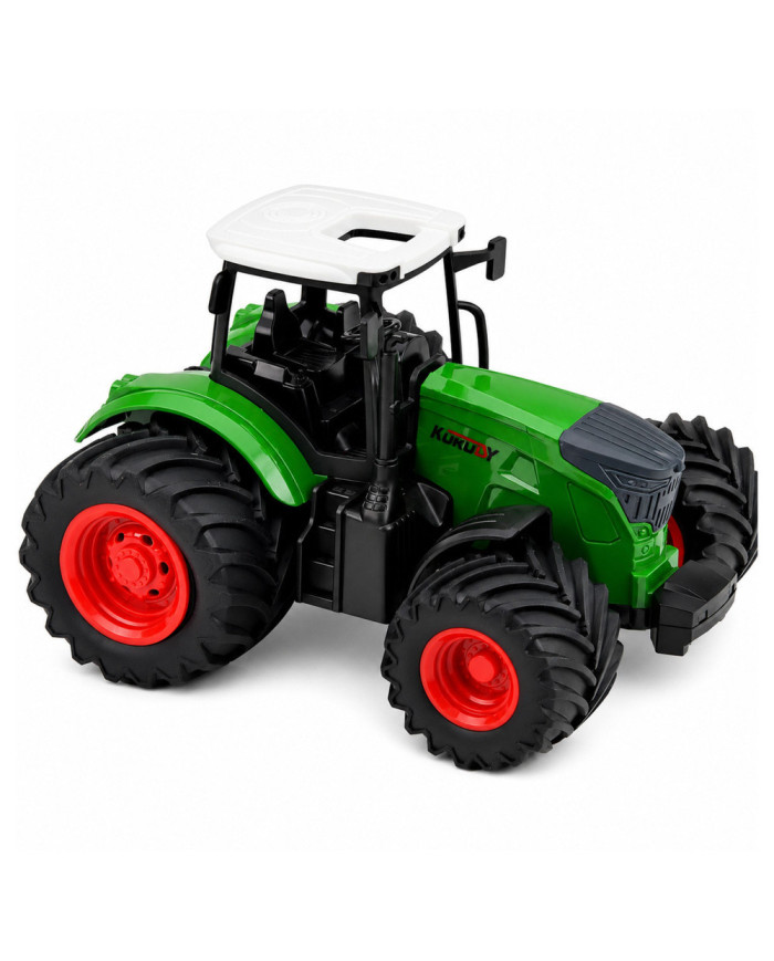 Traktor Rolniczy Farmerski Z Pługiem Wieloskibowym Gumowe Koła Zielony 1:24