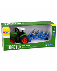 Traktor Rolniczy Farmerski Z Pługiem Wieloskibowym Gumowe Koła Zielony 1:24