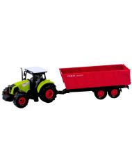 Zestaw Ciężarówka Traktor Z Przyczepą Światła Dźwięki Czerwona