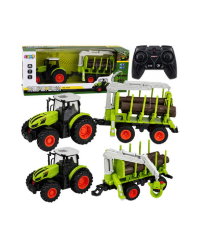 Traktor Zdalnie Sterowany RC z Przyczepą Leśną i Chwytakiem Do Drewna 1:24