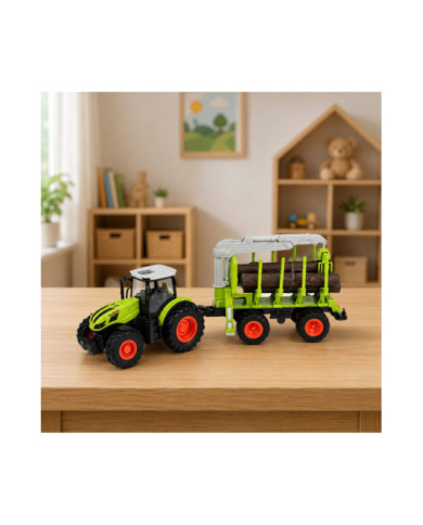 Traktor Zdalnie Sterowany RC z Przyczepą Leśną i Chwytakiem Do Drewna 1:24