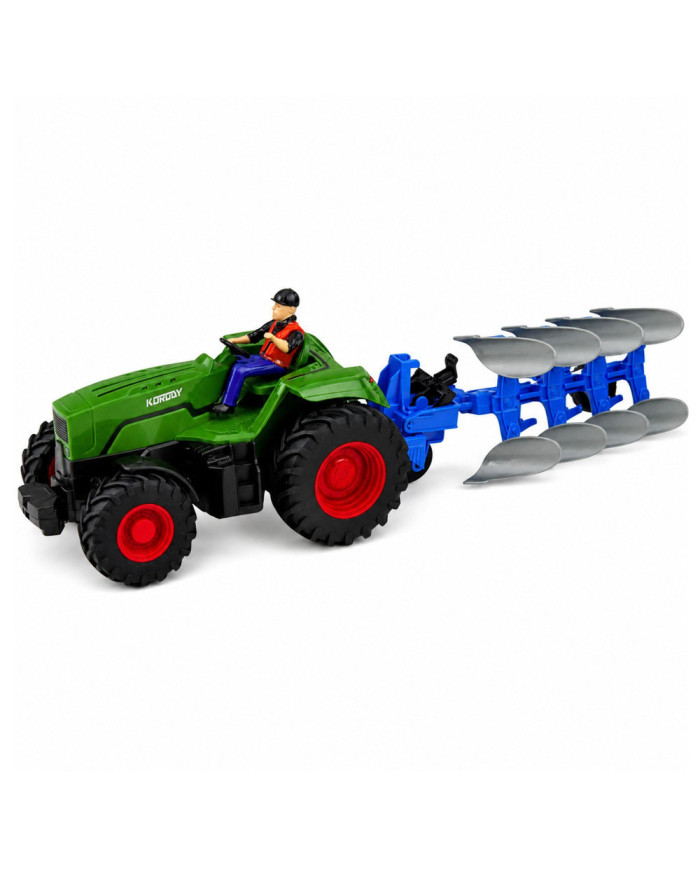 Traktor z Pługiem i Rolnikiem Zdalnie Sterowany RC Światła Zielony 1:24
