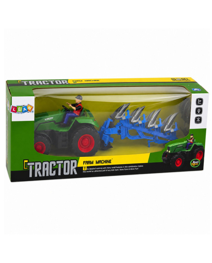 Traktor z Pługiem i Rolnikiem Zdalnie Sterowany RC Światła Zielony 1:24