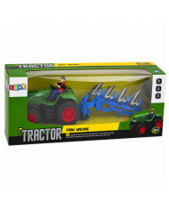 Traktor z Pługiem i Rolnikiem Zdalnie Sterowany RC Światła Zielony 1:24