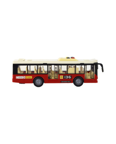 Autobus Na Baterie Światła Dźwięki Czerwony Miejski  1:16