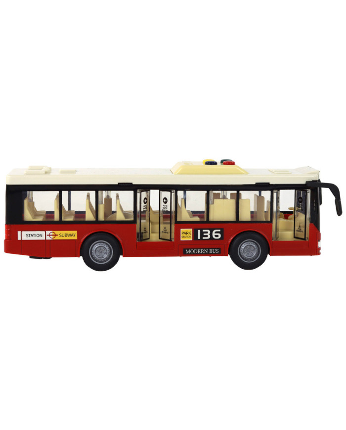 Autobus Na Baterie Światła Dźwięki Czerwony Miejski  1:16