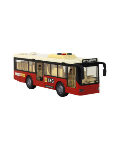 Autobus Na Baterie Światła Dźwięki Czerwony Miejski  1:16