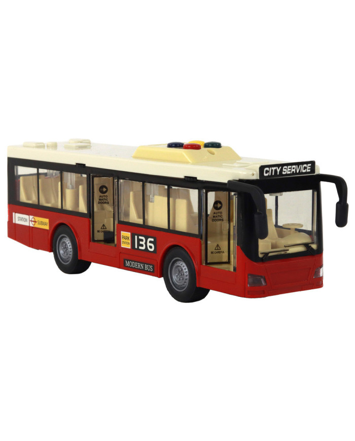 Autobus Na Baterie Światła Dźwięki Czerwony Miejski  1:16