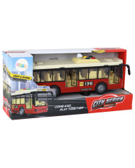 Autobus Na Baterie Światła Dźwięki Czerwony Miejski  1:16