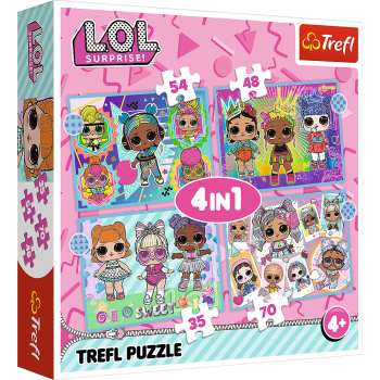 Puzzle - "4w1" - Poznaj laleczki / MGA LOL Surprise! Trefl 34613