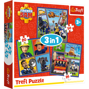 Puzzle "3in1" - Dzień Strażaka Sama Trefl 34868