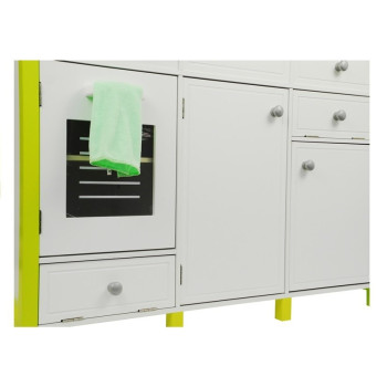 Drewniana Kuchnia Dla Dzieci Zielono Biała Paula Otwierane Elementy