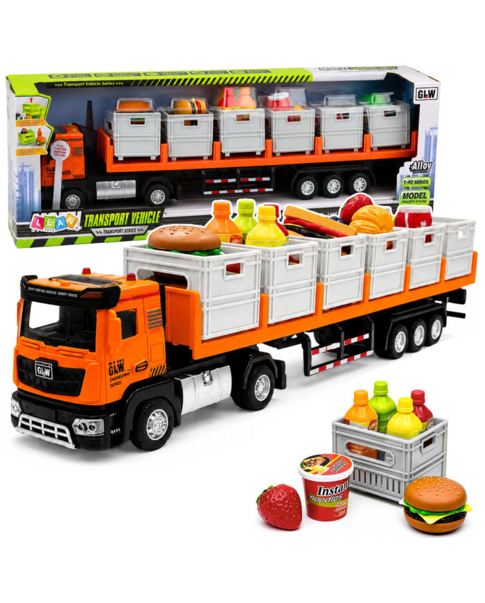 Ciężarówka Transportowa Na Baterie Produkty Spożywcze Pomarańczowa 1:40
