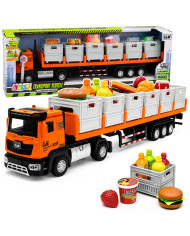 Ciężarówka Transportowa Na Baterie Produkty Spożywcze Pomarańczowa 1:40