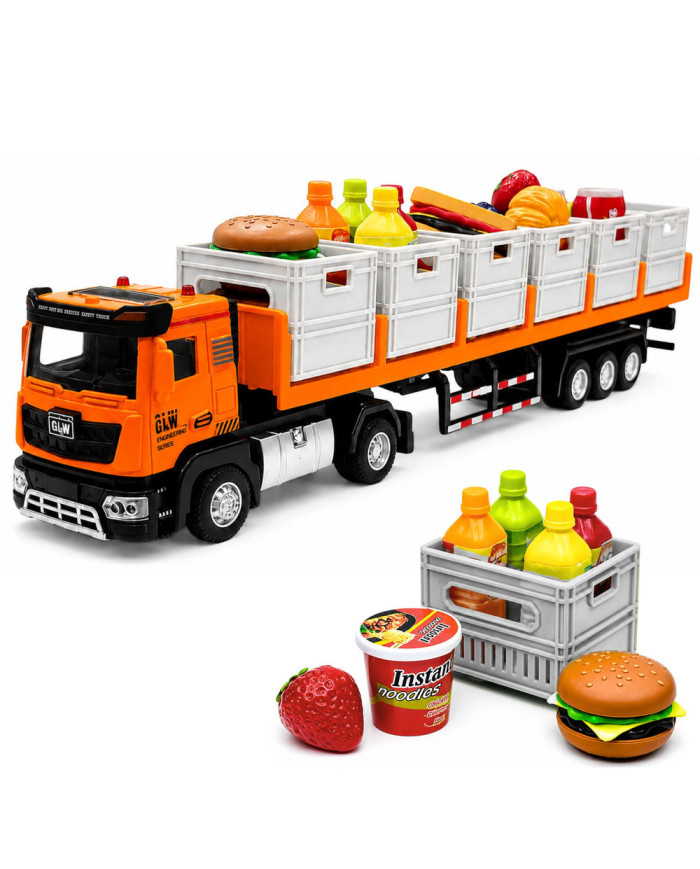 Ciężarówka Transportowa Na Baterie Produkty Spożywcze Pomarańczowa 1:40