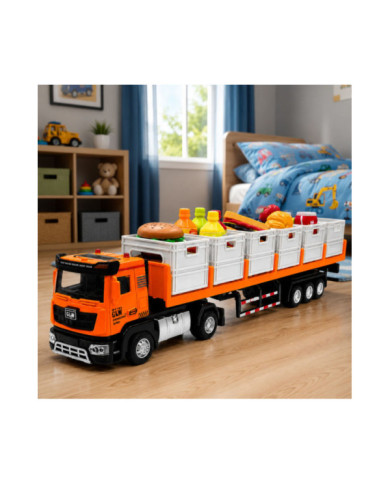 Ciężarówka Transportowa Na Baterie Produkty Spożywcze Pomarańczowa 1:40