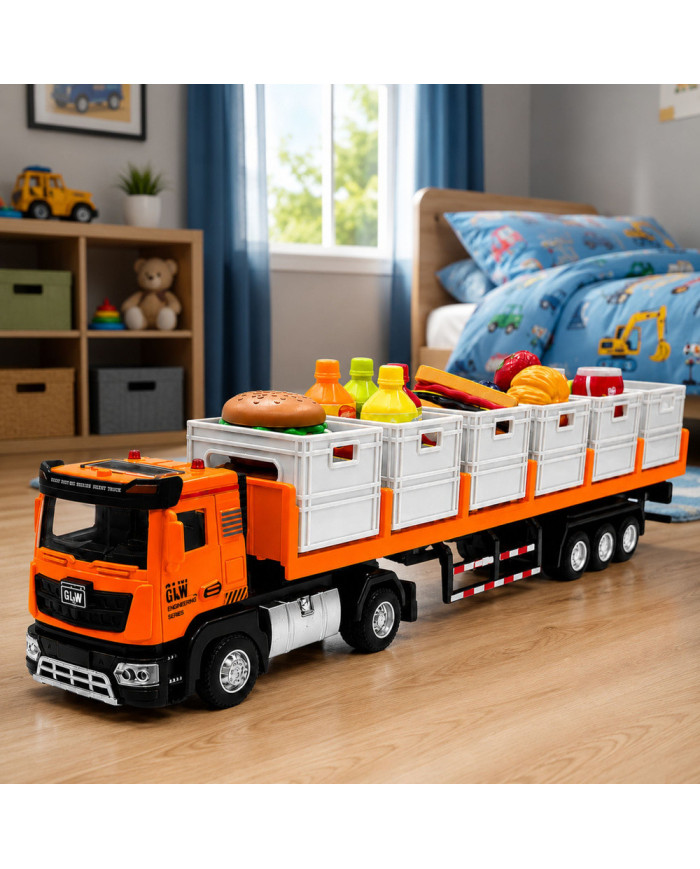 Ciężarówka Transportowa Na Baterie Produkty Spożywcze Pomarańczowa 1:40