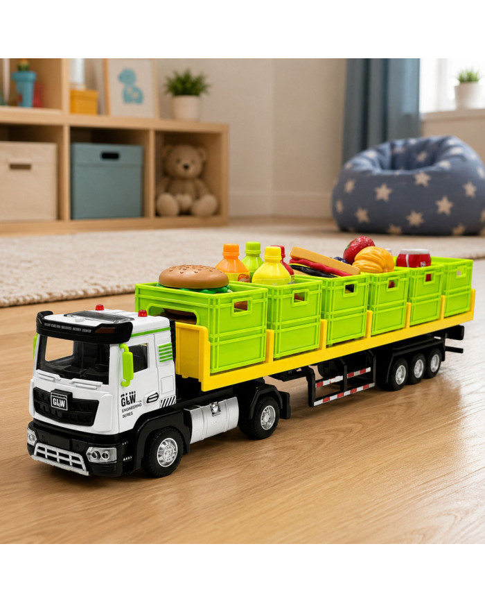 Ciężarówka Transportowa Z Produktami Spożywczymi Na Baterie Zielona 1:40
