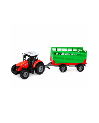 Traktor z Przyczepą Do Transportu Zwierząt Figurki Krów Światła Dźwięki 4 el.