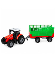 Traktor z Przyczepą Do Transportu Zwierząt Figurki Krów Światła Dźwięki 4 el.