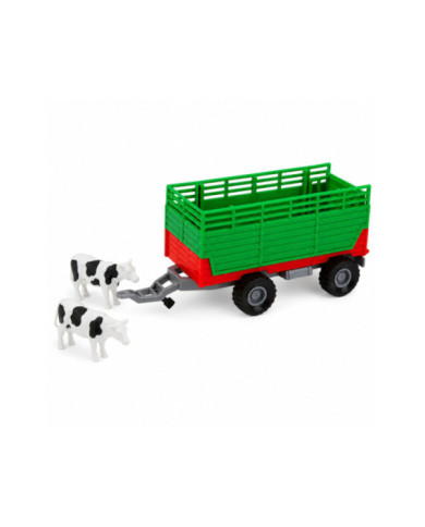 Traktor z Przyczepą Do Transportu Zwierząt Figurki Krów Światła Dźwięki 4 el.