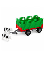 Traktor z Przyczepą Do Transportu Zwierząt Figurki Krów Światła Dźwięki 4 el.