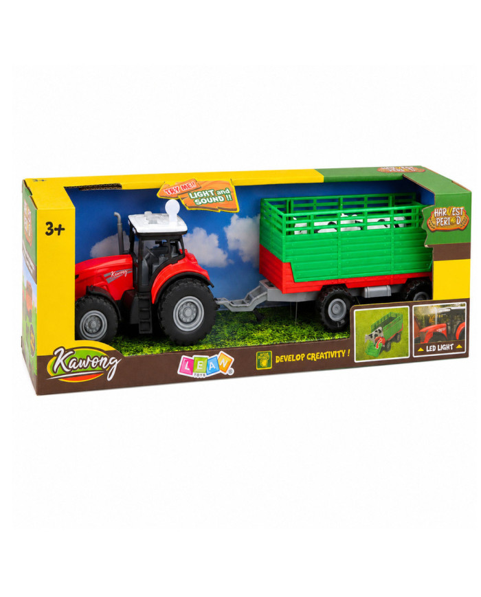 Traktor z Przyczepą Do Transportu Zwierząt Figurki Krów Światła Dźwięki 4 el.