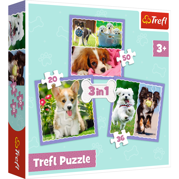 Puzzle - 3w1 - Urocze pieski - Trefl 34854