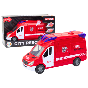 Auto Strażackie Wóz Światła Dźwięki Otwierane Drzwi Napęd Czerwony