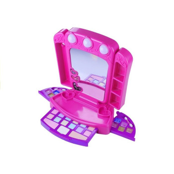 Toaletka Zestaw Kosmetyki Lusterko Światełka Róż