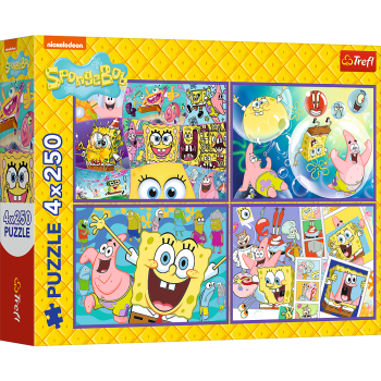 Puzzle - 4x250 - Szalony świat Sponge Boba Trefl 13342