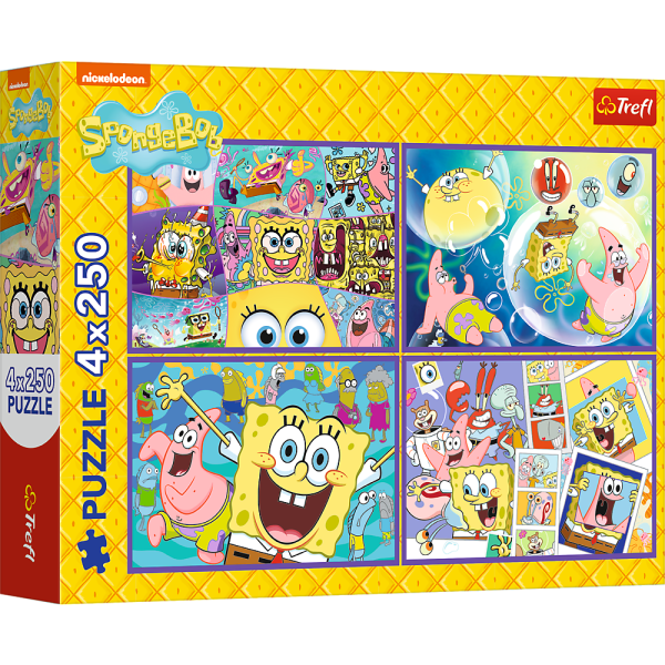 Puzzle - 4x250 - Szalony świat Sponge Boba Trefl 13342
