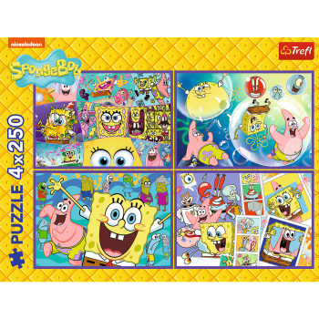 Puzzle - 4x250 - Szalony świat Sponge Boba Trefl 13342
