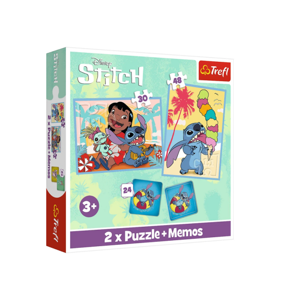 Puzzle - 2w1+memos - Wesoły dzień Lilo and Stitch  Trefl 93585