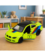 Autko Sportowe Samochód Metalowy Napęd Pull-Back Żółty Neonowy 1:32