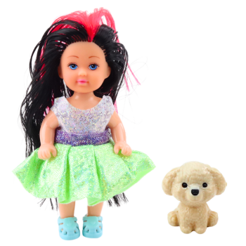 Zestaw Mini Laleczka W Sukience Piesek Lalka Pupil Mix 12cm