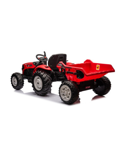 Traktor Na Akumulator HC-306 Czerwony Z Przyczepą 24V