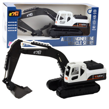 Koparka Gąsienicowa Metalowa Łyżka Ruchome Przeguby Obrót 360° Biała