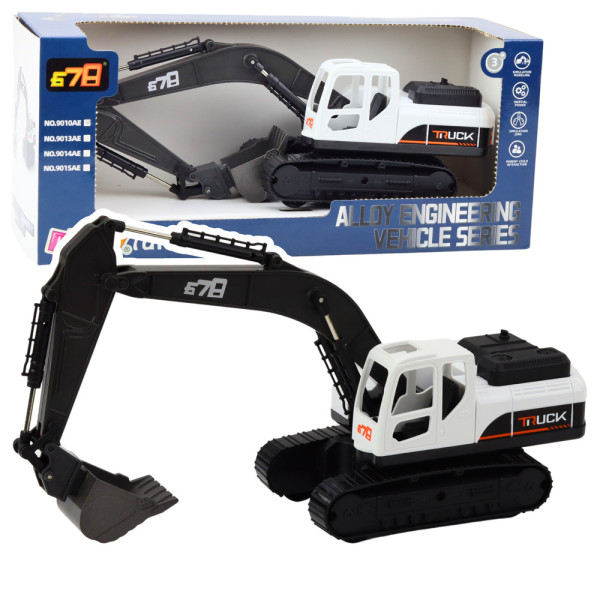 Koparka Gąsienicowa Metalowa Łyżka Ruchome Przeguby Obrót 360° Biała